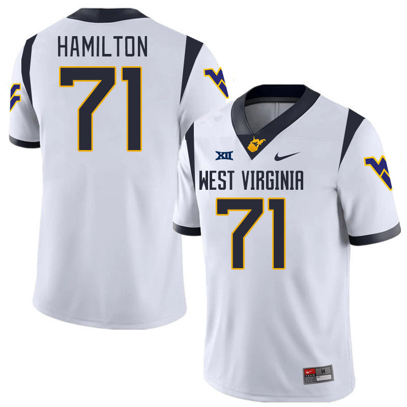 #71 Maurice Hamilton West Virginia Mountaineers College 2024 New Uniforms Football Jerseys Stitched Sale-White